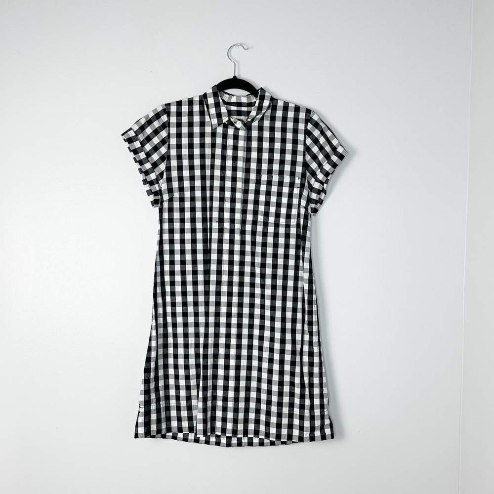 J. Crew Black and White Gingham Shirt Dress